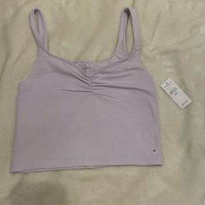 American Eagle Light Purple Ruched Cropped Tank Top